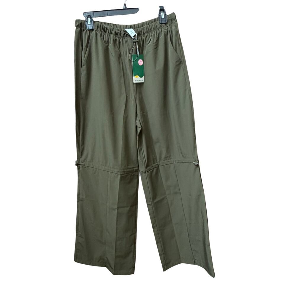 Halara Olive Green Wide Leg Pants NEW Womens Medium Drawstring Adjustable